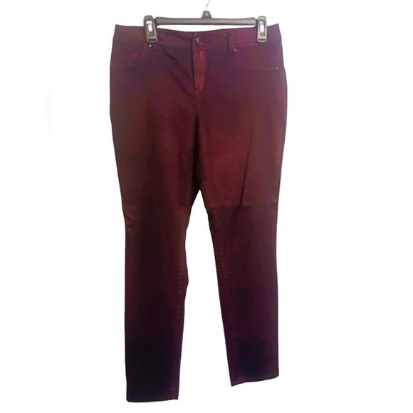 INC International Concepts Denim - Shimmery Burgundy Denim Skinny Leg Jeans by INC Size 10